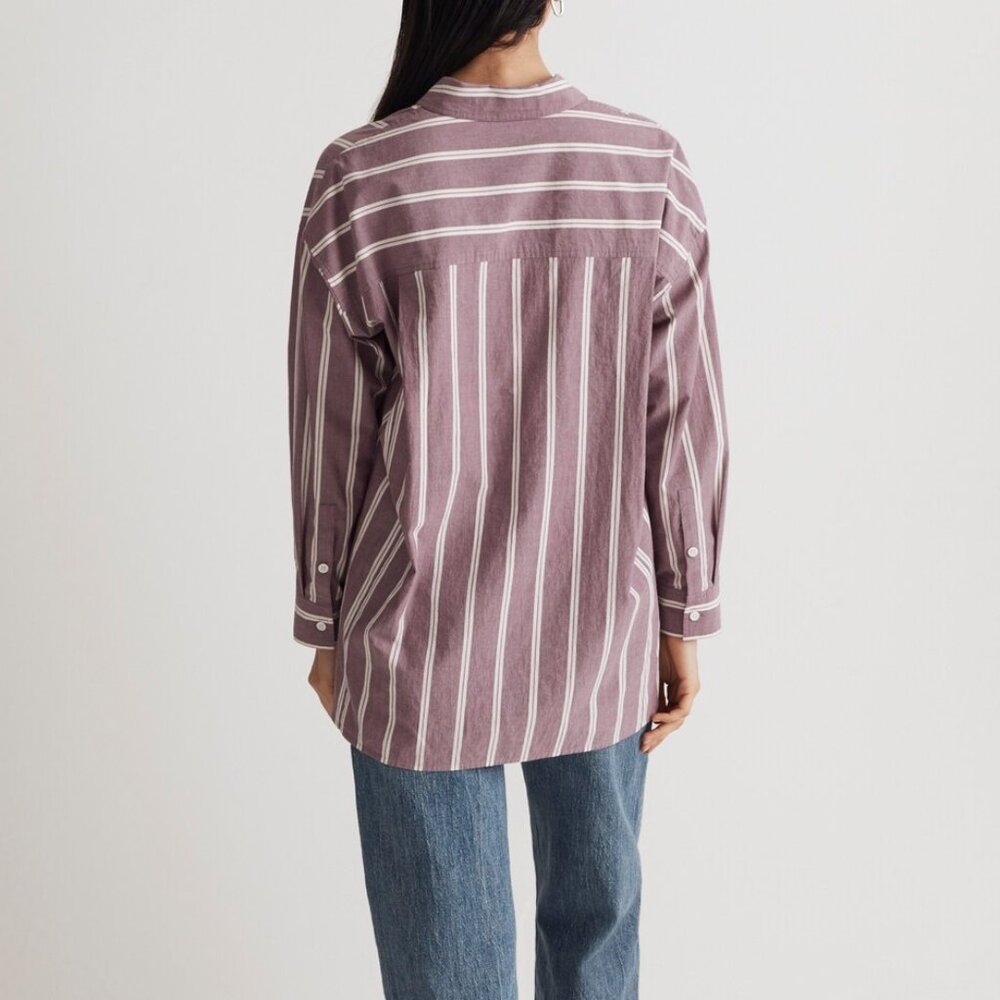 MADEWELL STRIPED POPLIN OVERSIZED SHIRT in IRIS BLOOM - Picture 4 of 9